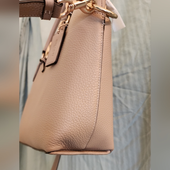 NWT Coach Remi Satchel Taupe Beige Pebble Leather gold hardware. - Picture 7 of 11